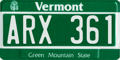VT license plate ARX361
