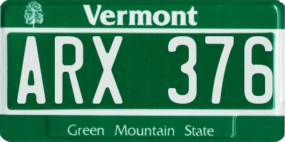 VT license plate ARX376