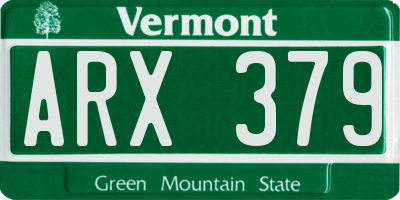 VT license plate ARX379
