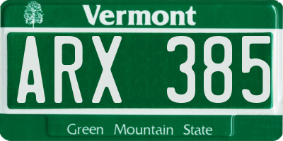 VT license plate ARX385