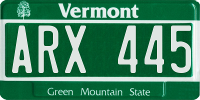 VT license plate ARX445