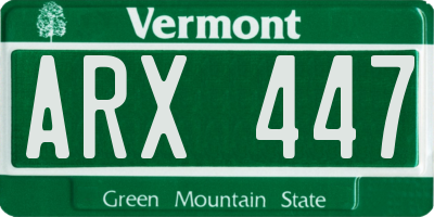 VT license plate ARX447