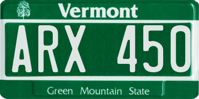 VT license plate ARX450