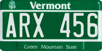 VT license plate ARX456