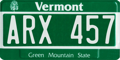 VT license plate ARX457