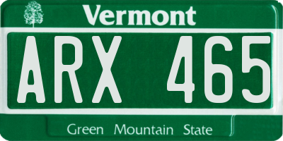 VT license plate ARX465