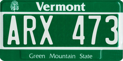 VT license plate ARX473