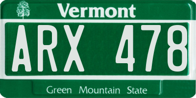 VT license plate ARX478