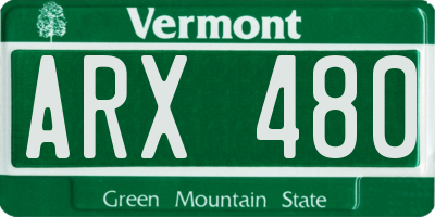 VT license plate ARX480