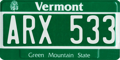 VT license plate ARX533