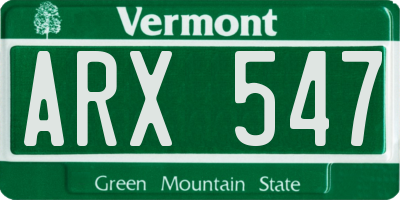 VT license plate ARX547