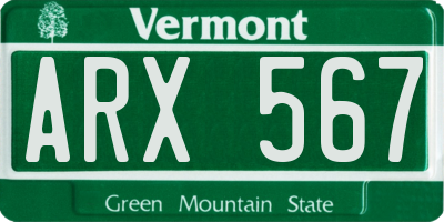 VT license plate ARX567