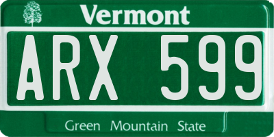 VT license plate ARX599