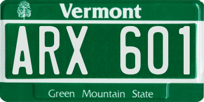 VT license plate ARX601