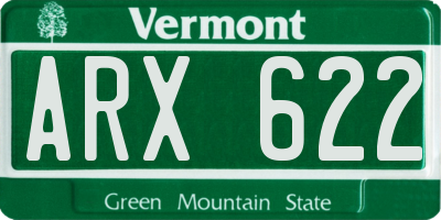 VT license plate ARX622