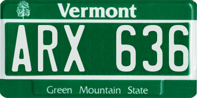 VT license plate ARX636