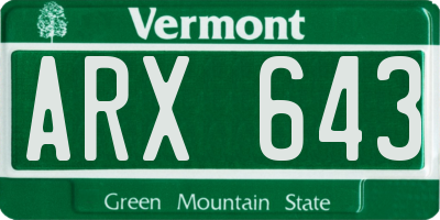 VT license plate ARX643