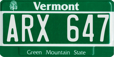 VT license plate ARX647