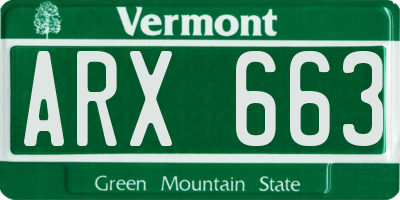 VT license plate ARX663