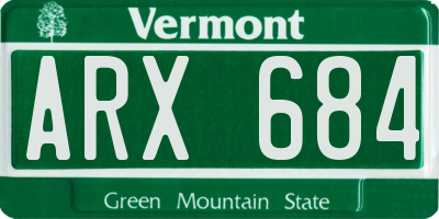 VT license plate ARX684