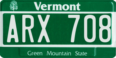 VT license plate ARX708