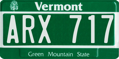 VT license plate ARX717