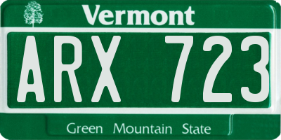 VT license plate ARX723
