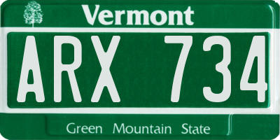 VT license plate ARX734