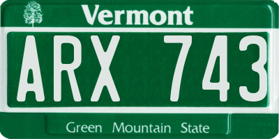 VT license plate ARX743