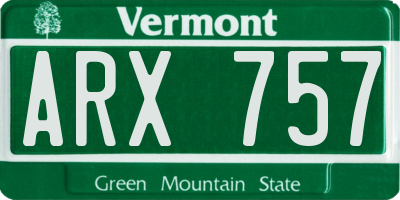 VT license plate ARX757