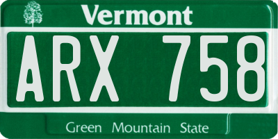 VT license plate ARX758