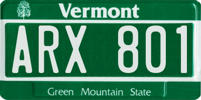 VT license plate ARX801