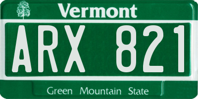VT license plate ARX821