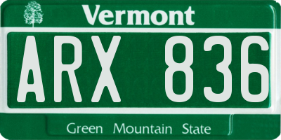VT license plate ARX836