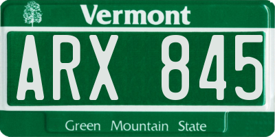 VT license plate ARX845