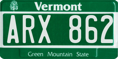 VT license plate ARX862