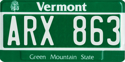VT license plate ARX863