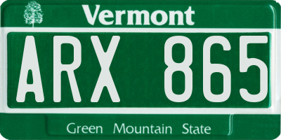 VT license plate ARX865