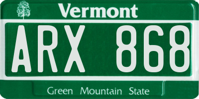 VT license plate ARX868