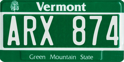 VT license plate ARX874
