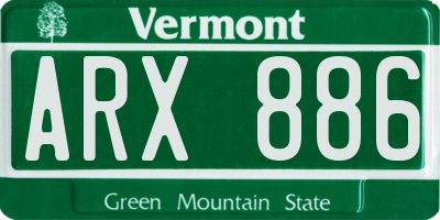VT license plate ARX886