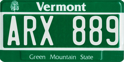 VT license plate ARX889