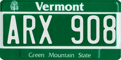 VT license plate ARX908