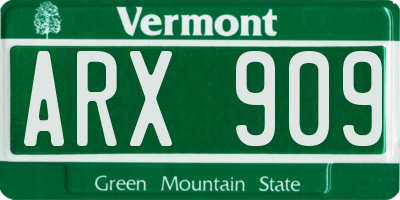 VT license plate ARX909