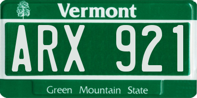 VT license plate ARX921