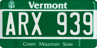 VT license plate ARX939