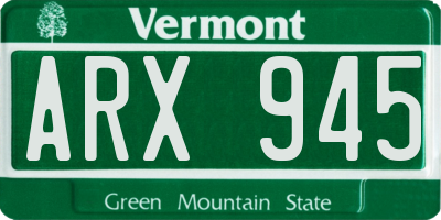 VT license plate ARX945
