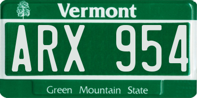 VT license plate ARX954