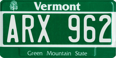 VT license plate ARX962