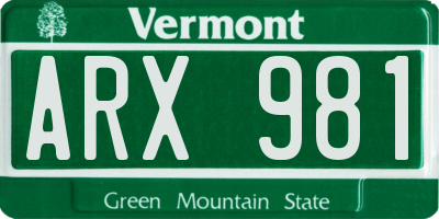 VT license plate ARX981